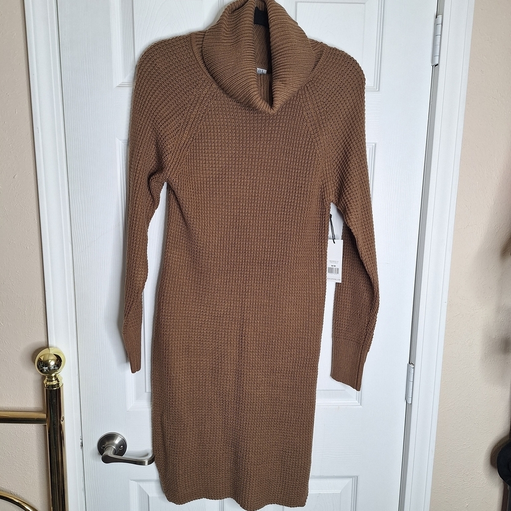 Dex Brown Knit Sweater Turtleneck Dress Size Medium NWT